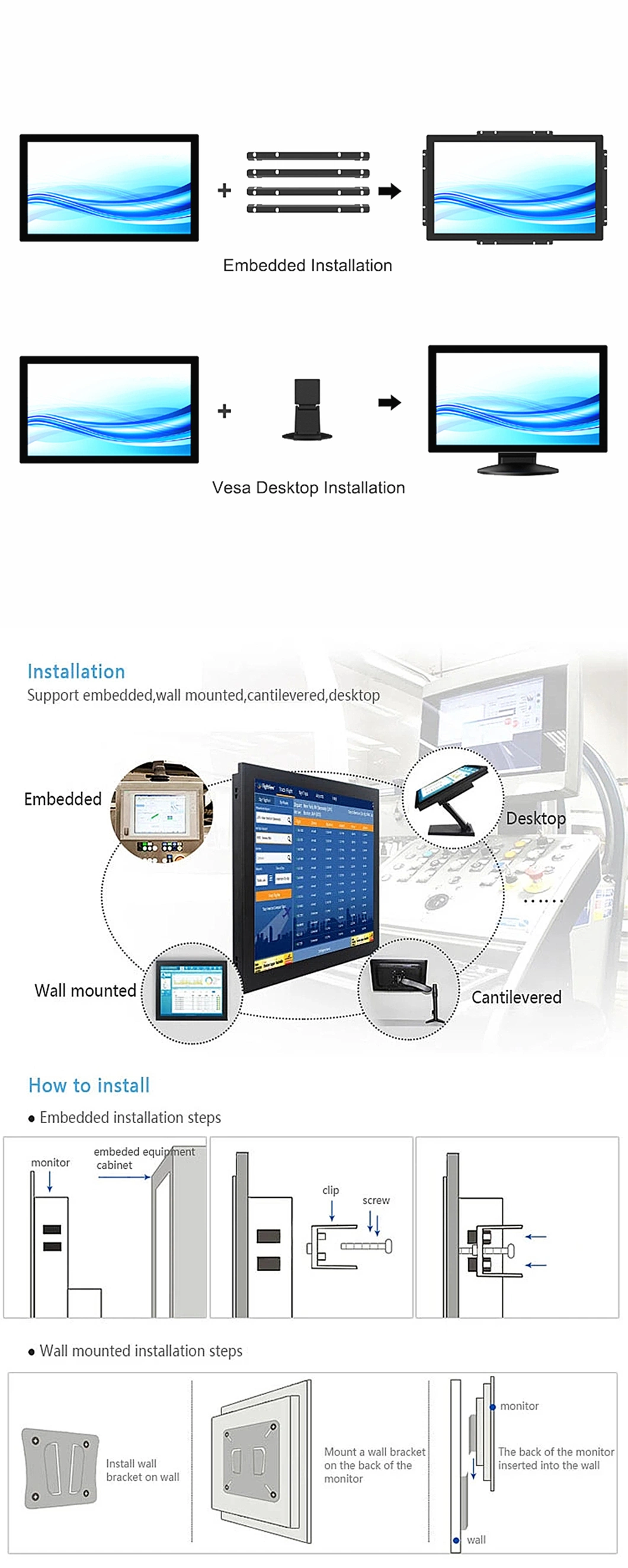 Wholesale 15.6 Inch LCD HD Capacitive Touch Screen Computer Open Frame/Embedded Industrial Panel PC