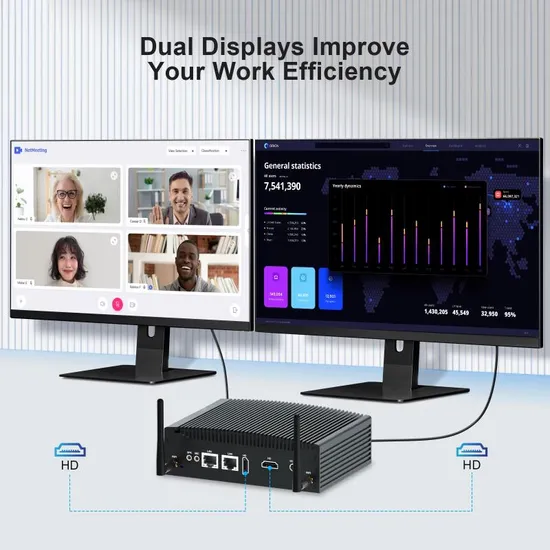 Lüfterloser industrieller Mini-PC-Computer für Intel Core I3 7167u, 6 LAN-Ports, Firewall, Pfsense-Router, Mini-Computer